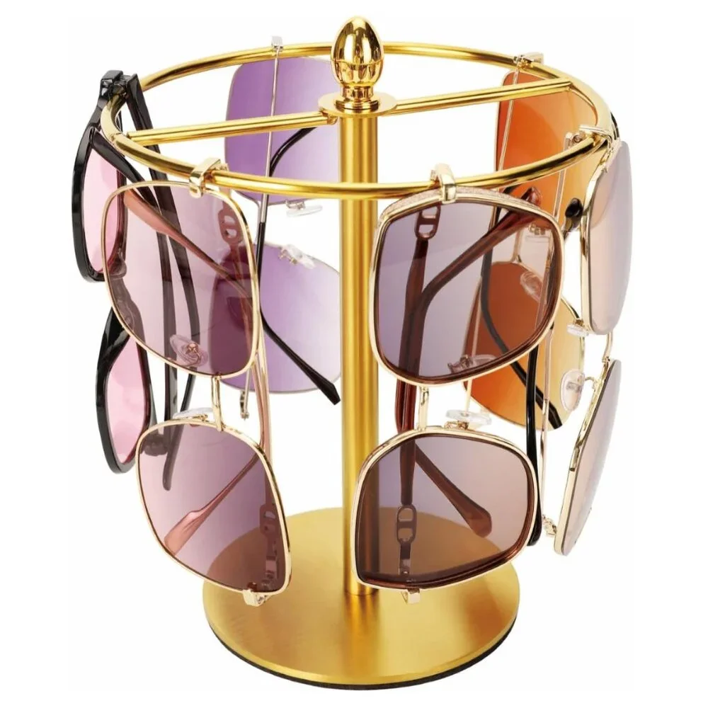 Gold Sunglasses Organizer Stand – Large Capacity Eyeglasses Holder